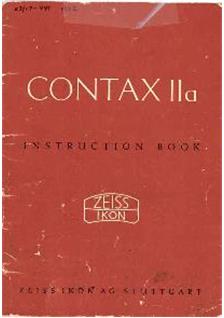 Zeiss Ikon Contax 2 a manual. Camera Instructions.